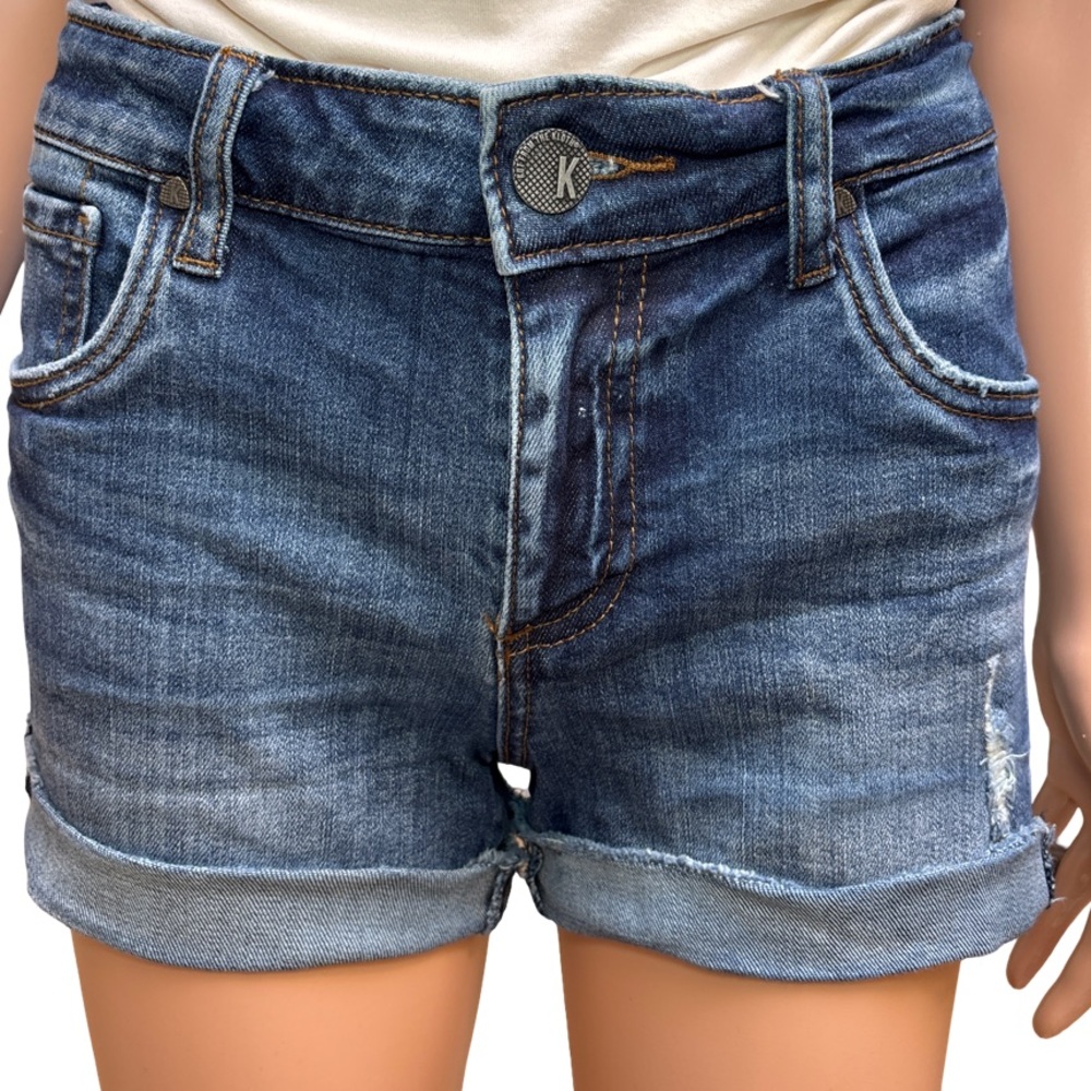 Kut from the Kloth Indigo Denim Jeans Gidget Fray Short Distressed Size 2